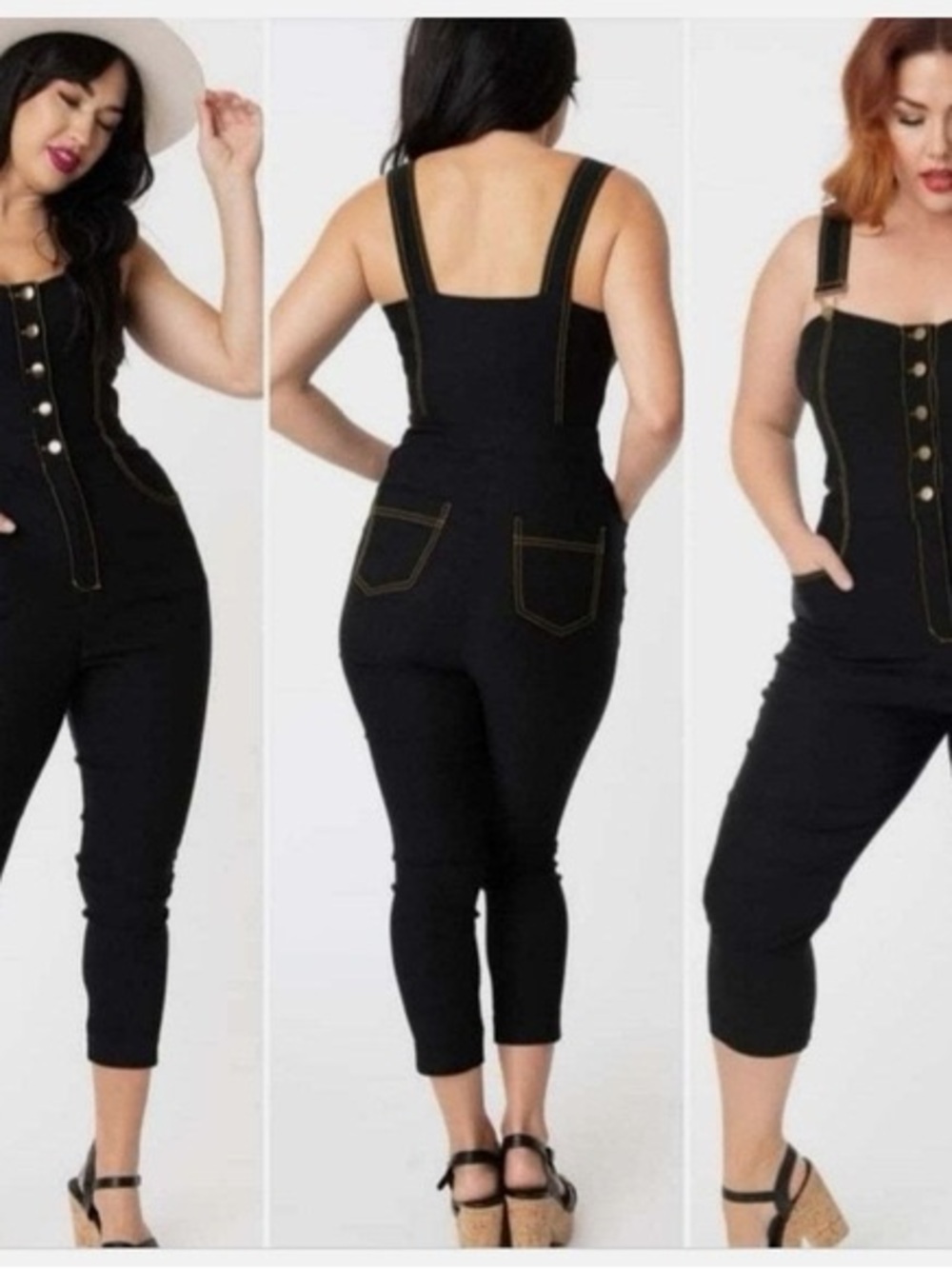 Unique Vintage Eartha Jumpsuit in Black NWT Sz M